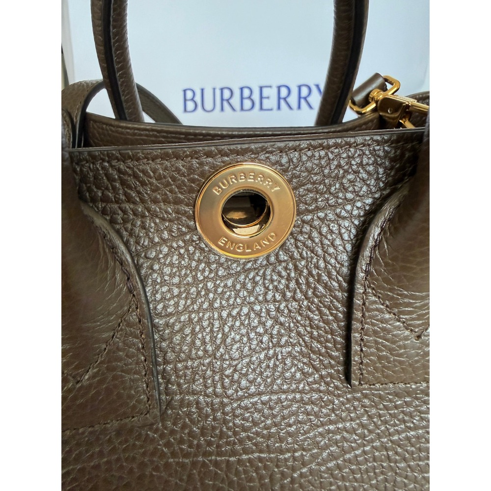 Burberry Small Bermondsey Shoulder Bag Brown Grain Leather Check Bag - Picture 14 of 16